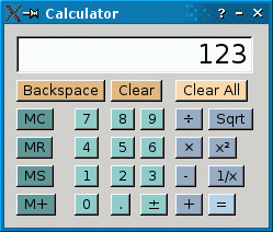 The Calculator example with default size policies and size hints